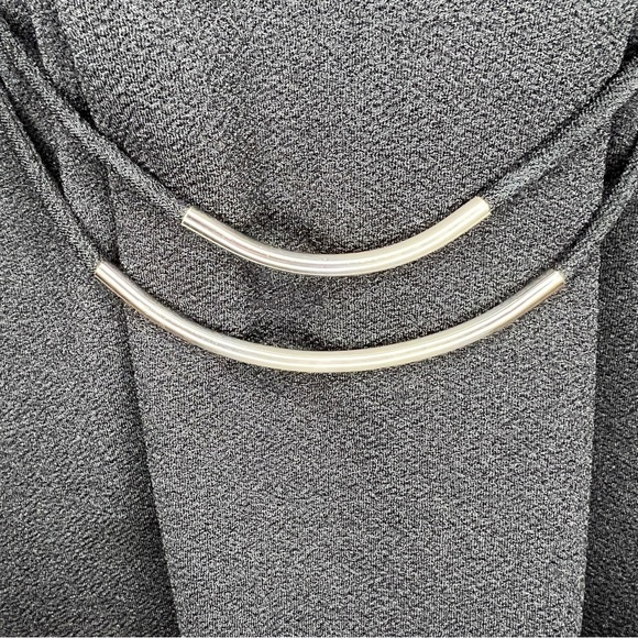 Vintage Lisa Jo Black Sleeveless Stretch Metal Belt Accent 90s Event Party - Picture 2 of 9